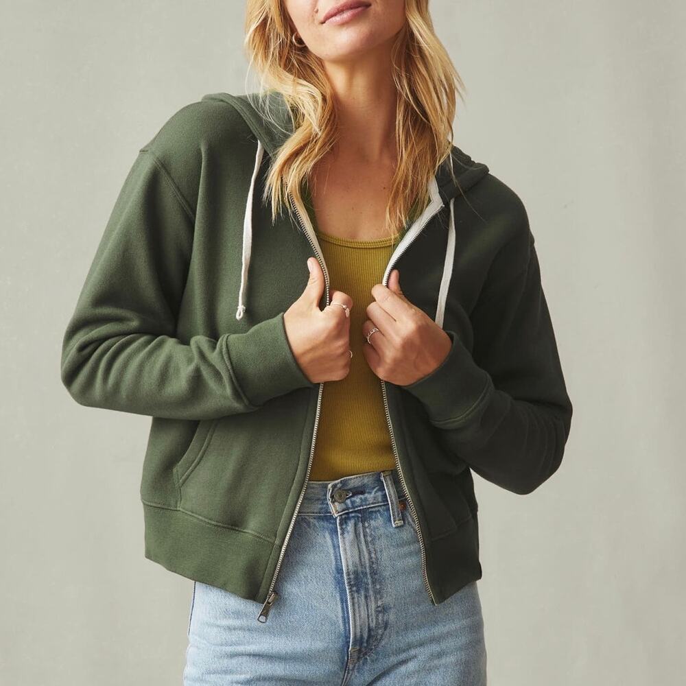American Giant Women's Midweight Full Zip Sweatshirt Loden Green Medium NWOT
